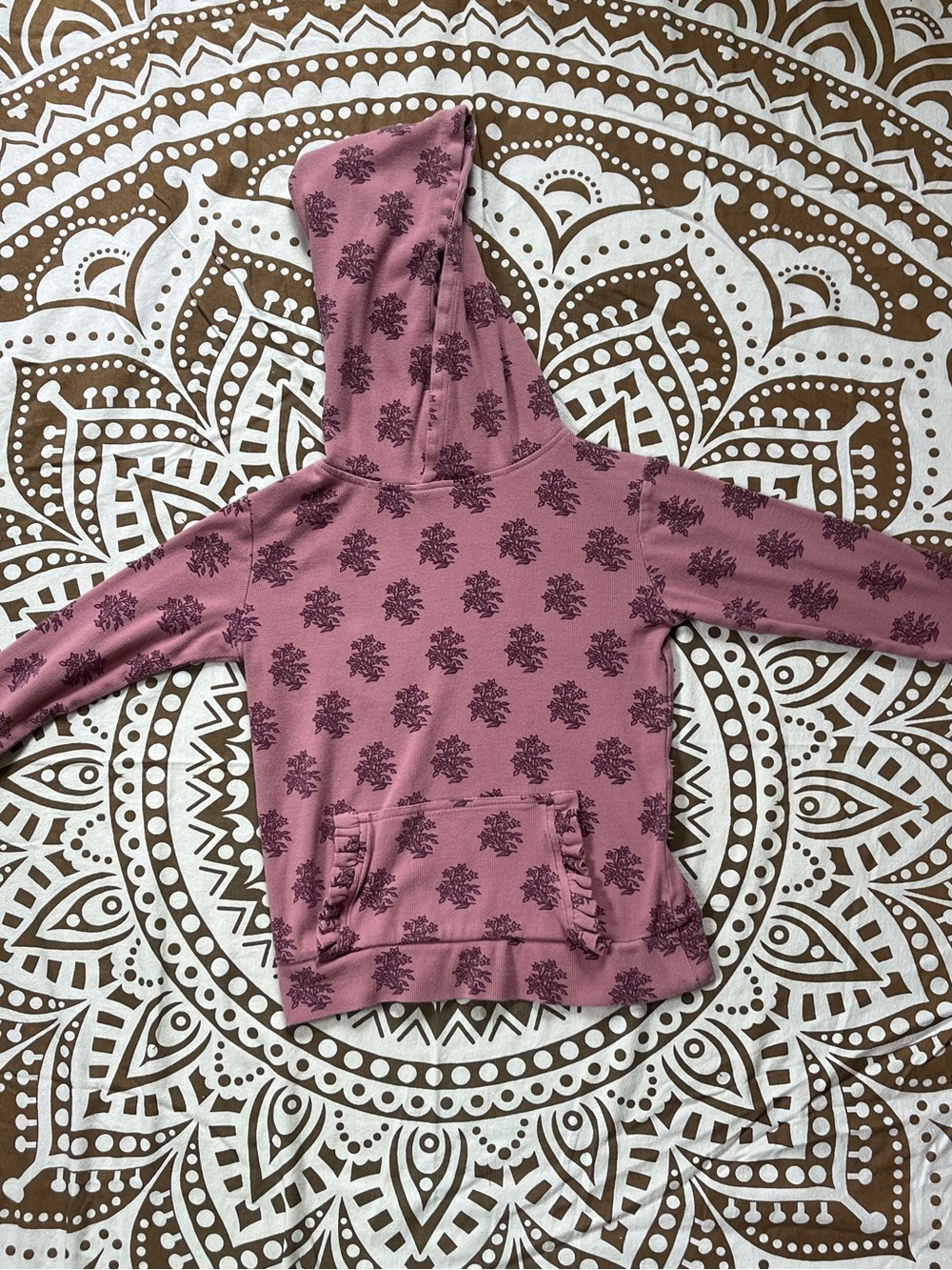 kate quinn Dusty lavender Hoodie Sweater with Dark Floral Print